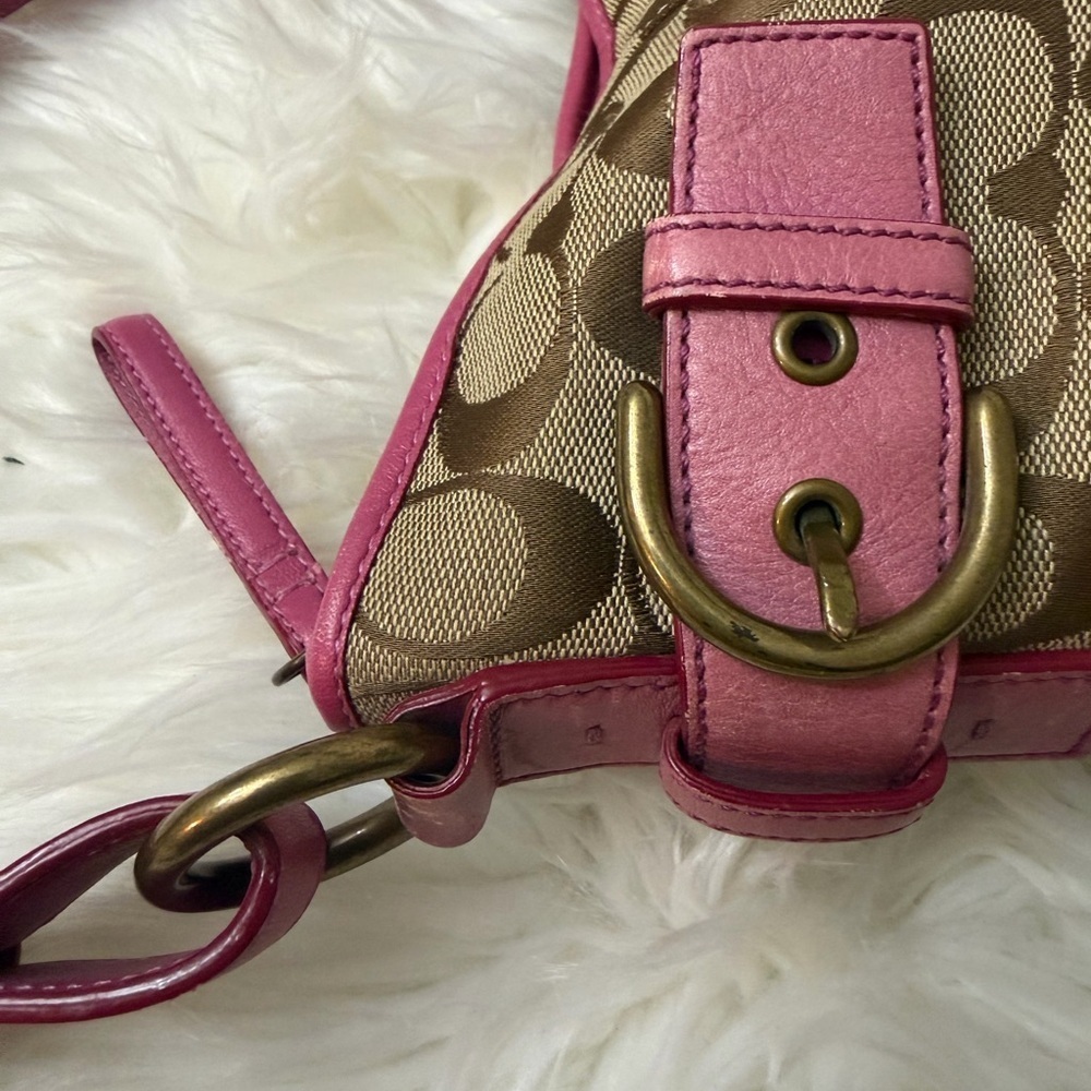 Coach Pink and Brown Signature Shoulder Bag - Picture 8 of 12